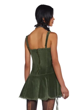 Current Mood Dresses|Mini Dresses*Little Miss Attitude Mini Dress - Green Corduroy