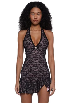 Sugar Thrillz Dresses|Plus*Live A Little Halter Lace Dress