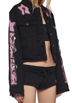 Sugar Thrillz Bottoms|Pants*Longing Heart Denim Chaps - Black