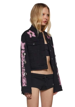 Sugar Thrillz Bottoms|Pants*Longing Heart Denim Chaps - Black