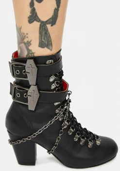 Demonia Boots*Lost Tomb Chain Lace Up Boots