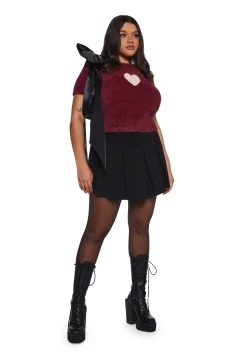 Sugar Thrillz Tops|Plus*Love Letters Heart Sweater - Red