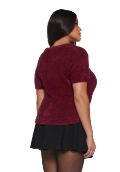 Sugar Thrillz Tops|Plus*Love Letters Heart Sweater - Red