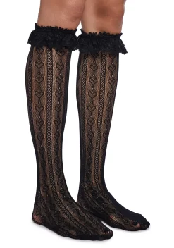 x_Leg Avenue Socks & Tights*Love Potion Knee High Socks - Black