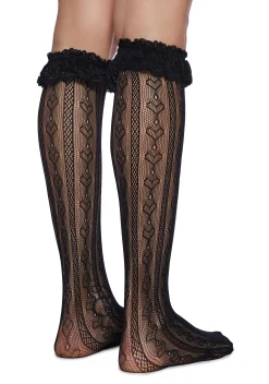 x_Leg Avenue Socks & Tights*Love Potion Knee High Socks - Black