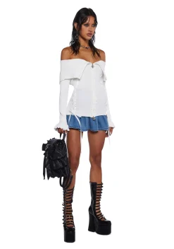 Sugar Thrillz Tops|Plus*Love’s A Game Knit Cardigan - White