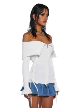 Sugar Thrillz Tops|Plus*Love’s A Game Knit Cardigan - White
