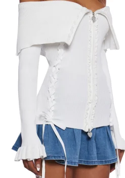 Sugar Thrillz Tops|Plus*Love’s A Game Knit Cardigan - White