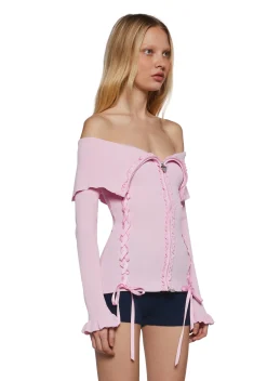 Sugar Thrillz Tops|Plus*Love’s A Game Knit Cardigan-Pink