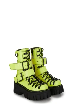 Club Exx Boots*Low Traitor Boots - Neon Yellow