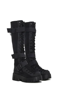 Club Exx Boots*Low Traitor Knee High Boots - Black