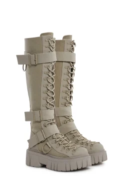 Club Exx Boots*Low Traitor Knee High Boots - Light Gray