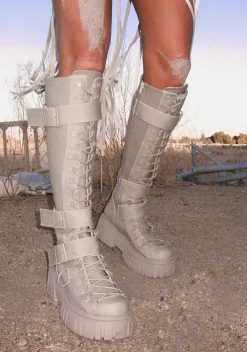 Club Exx Boots*Low Traitor Knee High Boots - Light Gray