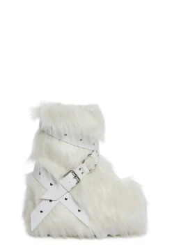 Club Exx Boots|Platforms*Low Wild Instincts Faux Fur Boots - White