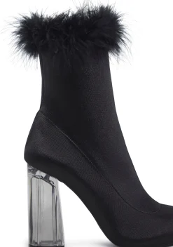 Sugar Thrillz Boots*Luv Me Or Hate Me Marabou Boots - Black