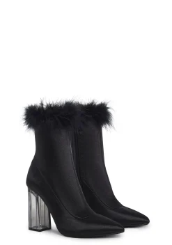 Sugar Thrillz Boots*Luv Me Or Hate Me Marabou Boots - Black