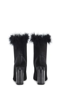 Sugar Thrillz Boots*Luv Me Or Hate Me Marabou Boots - Black