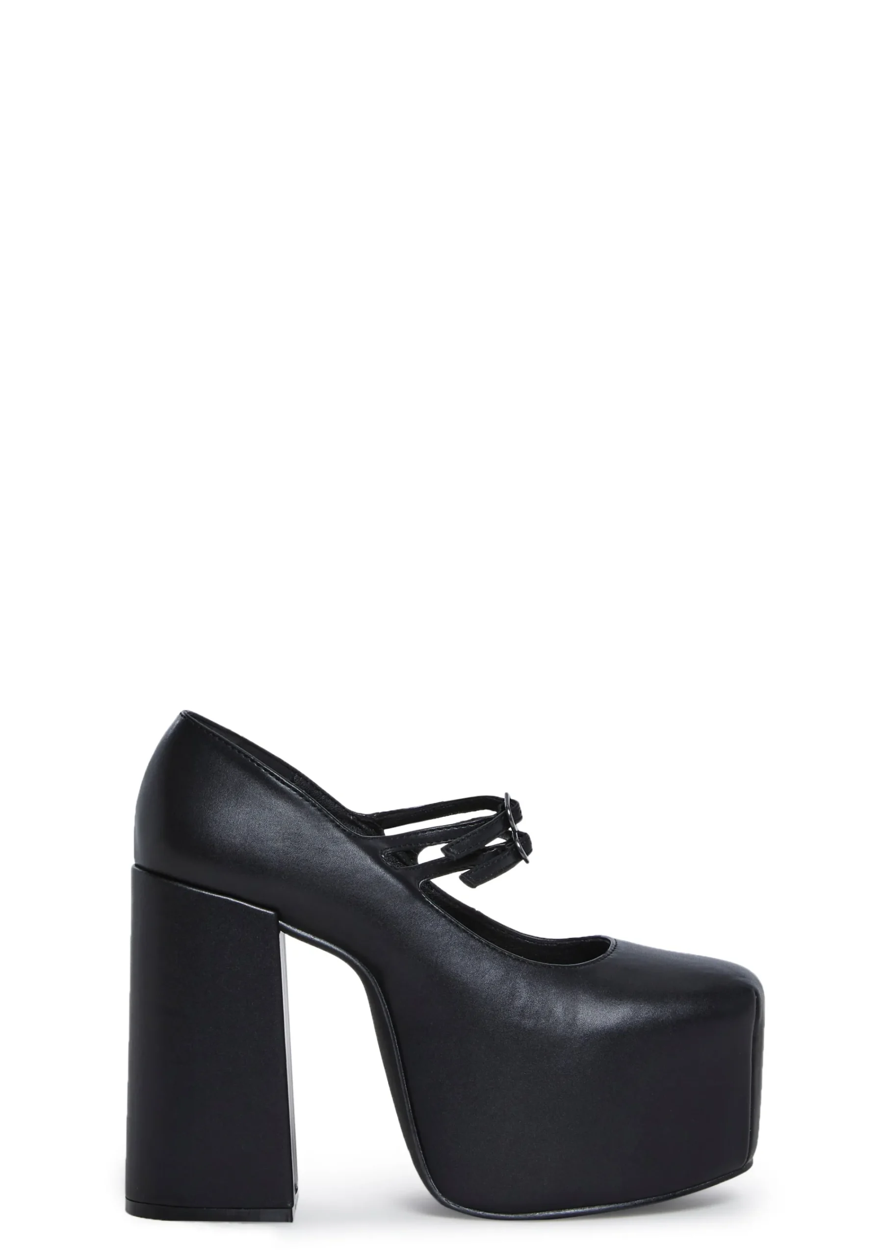 Trickz N' Treatz Platforms|Mary Janes*Macabre Meetup Platform Mary Janes - Black