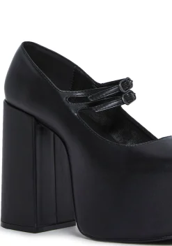 Trickz N' Treatz Platforms|Mary Janes*Macabre Meetup Platform Mary Janes - Black