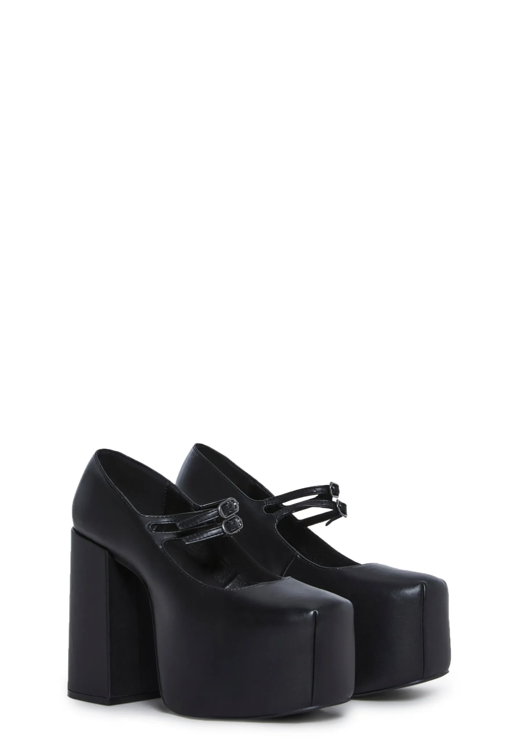 Trickz N' Treatz Platforms|Mary Janes*Macabre Meetup Platform Mary Janes - Black
