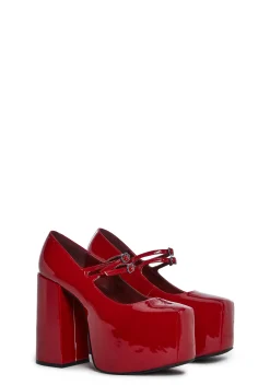 Trickz N' Treatz Platforms|Mary Janes*Macabre Meetup Platform Mary Janes - Red