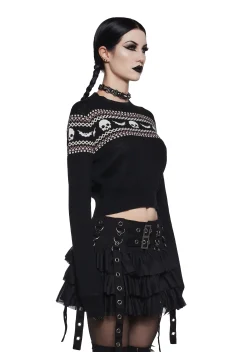 The Grave Girls Tops|Plus*Macabre Wishes Crop Sweater