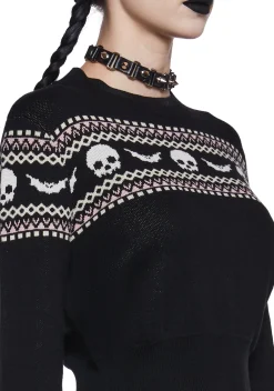The Grave Girls Tops|Plus*Macabre Wishes Crop Sweater