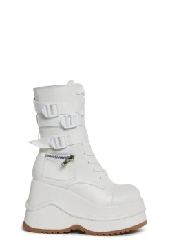 Current Mood Boots|Platforms*Mad Hustle Wedge Platform Boots - White