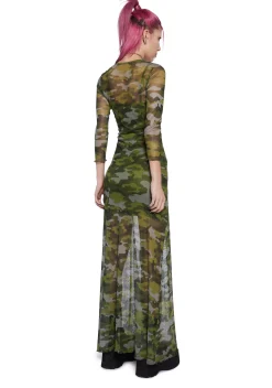 dELiA*s by Dolls Kill Dresses*Majorly In Love Camo Mesh Maxi Dress