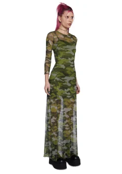 dELiA*s by Dolls Kill Dresses*Majorly In Love Camo Mesh Maxi Dress