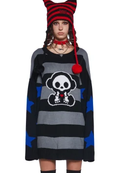 Dolls Kill x Skelanimals Tops*Marcy Striped Oversized Sweater