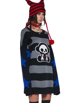 Dolls Kill x Skelanimals Tops*Marcy Striped Oversized Sweater