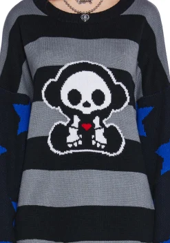 Dolls Kill x Skelanimals Tops*Marcy Striped Oversized Sweater