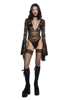 Widow Tops*Married To Misery Lace Bodysuit