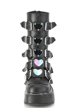 Demonia Boots|Platforms*Matte Dark Heartbreaker Buckle Boots