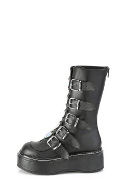 Demonia Boots|Platforms*Matte Dark Heartbreaker Buckle Boots