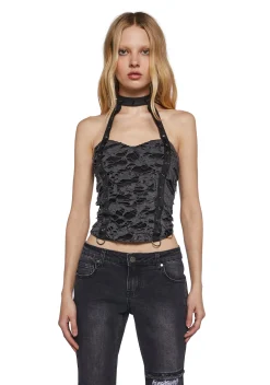 Widow Tops|Plus*Metal Mashup Shredded Top