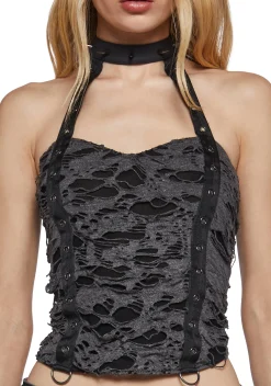 Widow Tops|Plus*Metal Mashup Shredded Top