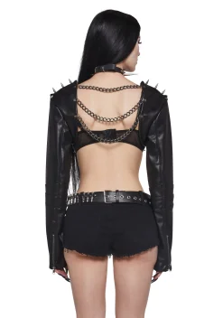 Widow Tops*Metal Siren Spiked Shrug