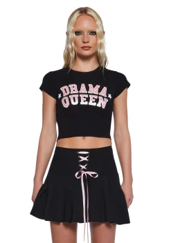 Sugar Thrillz Tops*Midnight Dramatic Confessions Baby Tee