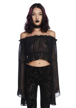 Widow Tops*Midnight Mysterious Chemistry Off Shoulder Top