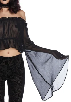 Widow Tops*Midnight Mysterious Chemistry Off Shoulder Top