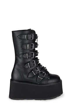Demonia Boots|Platforms*Midnight Prizm Heist Buckle Boots