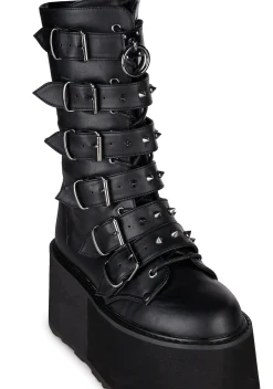 Demonia Boots|Platforms*Midnight Prizm Heist Buckle Boots