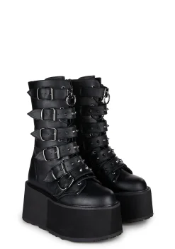 Demonia Boots|Platforms*Midnight Prizm Heist Buckle Boots