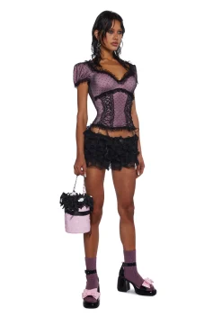 Sugar Thrillz Tops*Midnight Romance Short Sleeve Top