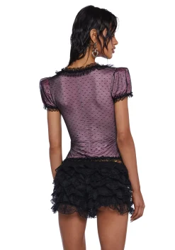 Sugar Thrillz Tops*Midnight Romance Short Sleeve Top