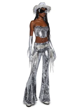 Club Exx Bottoms|Pants*Mirror Ball Dancer Flare Pants