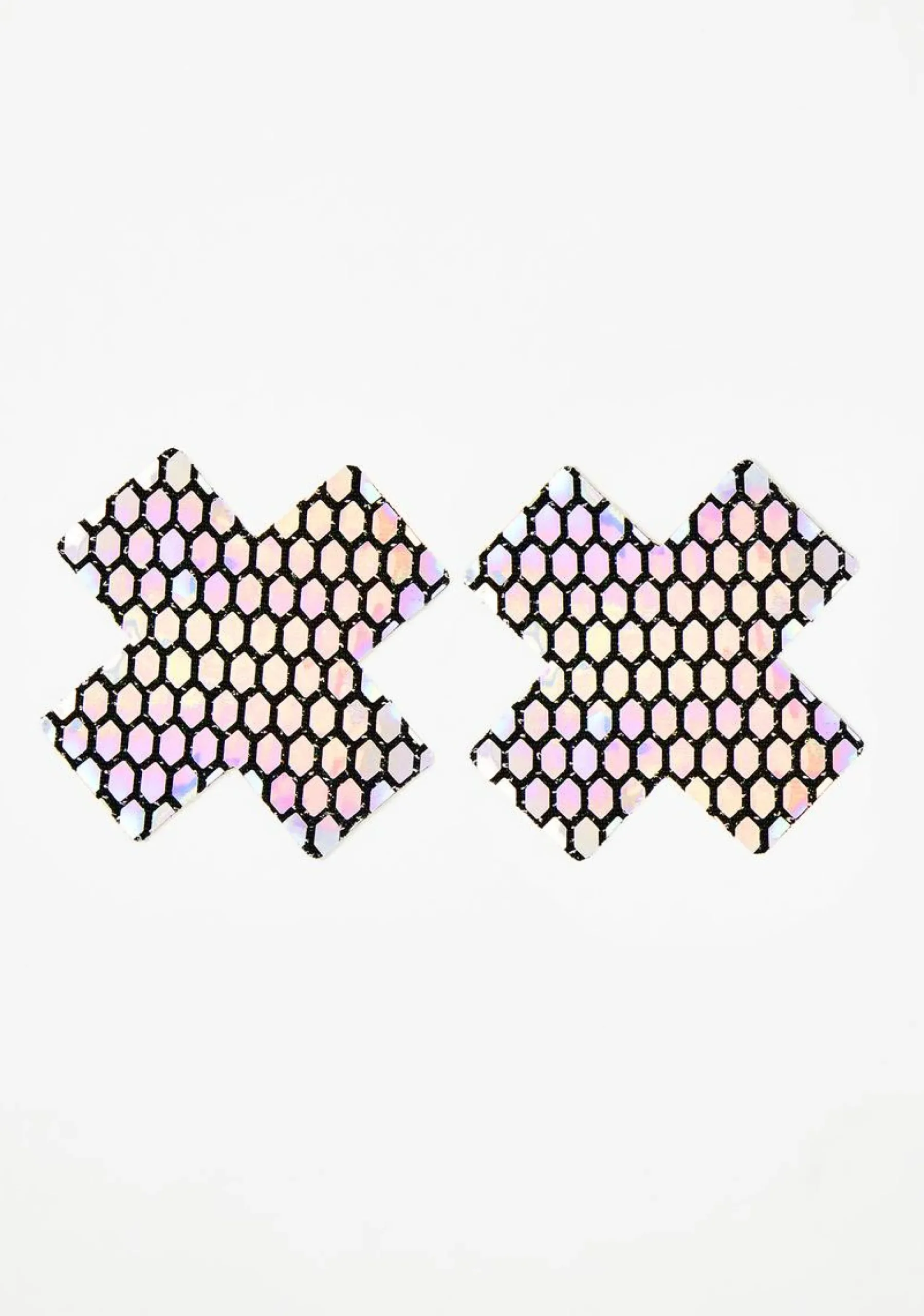 Neva Nude Beauty*Mirrored Holographic Cross Pasties