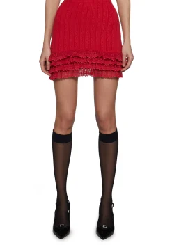 Sugar Thrillz Bottoms|Skirts*Mistletoe Moves Mini Skirt- Red